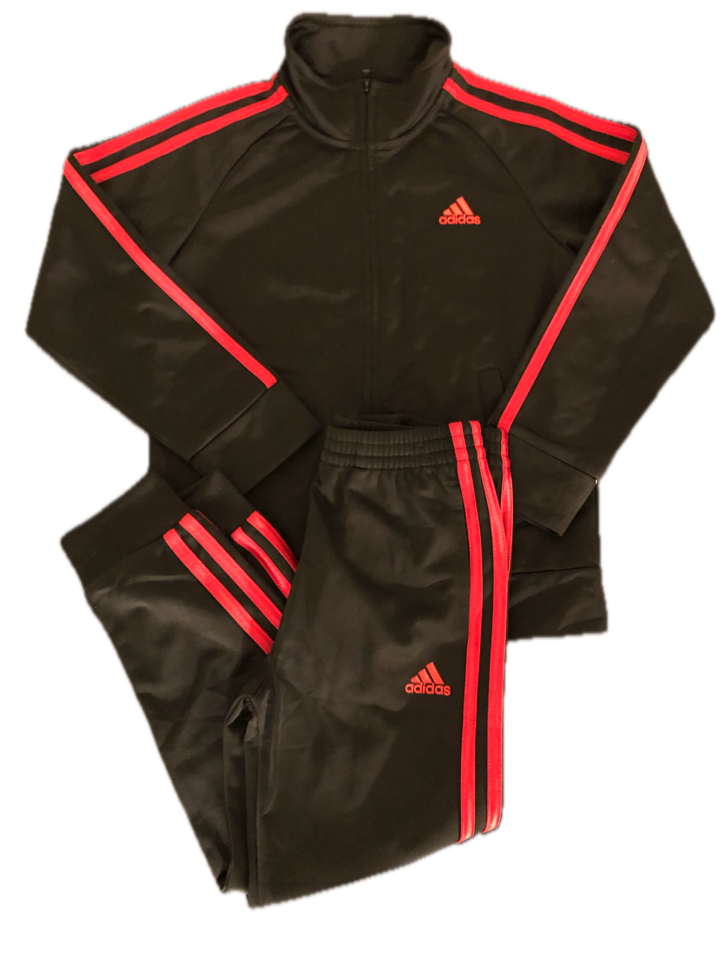 (New!) Adidas Two Piece TrackSuit Black/Red Stripes