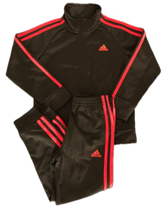 (New!) Adidas Two Piece TrackSuit Black/Red Stripes