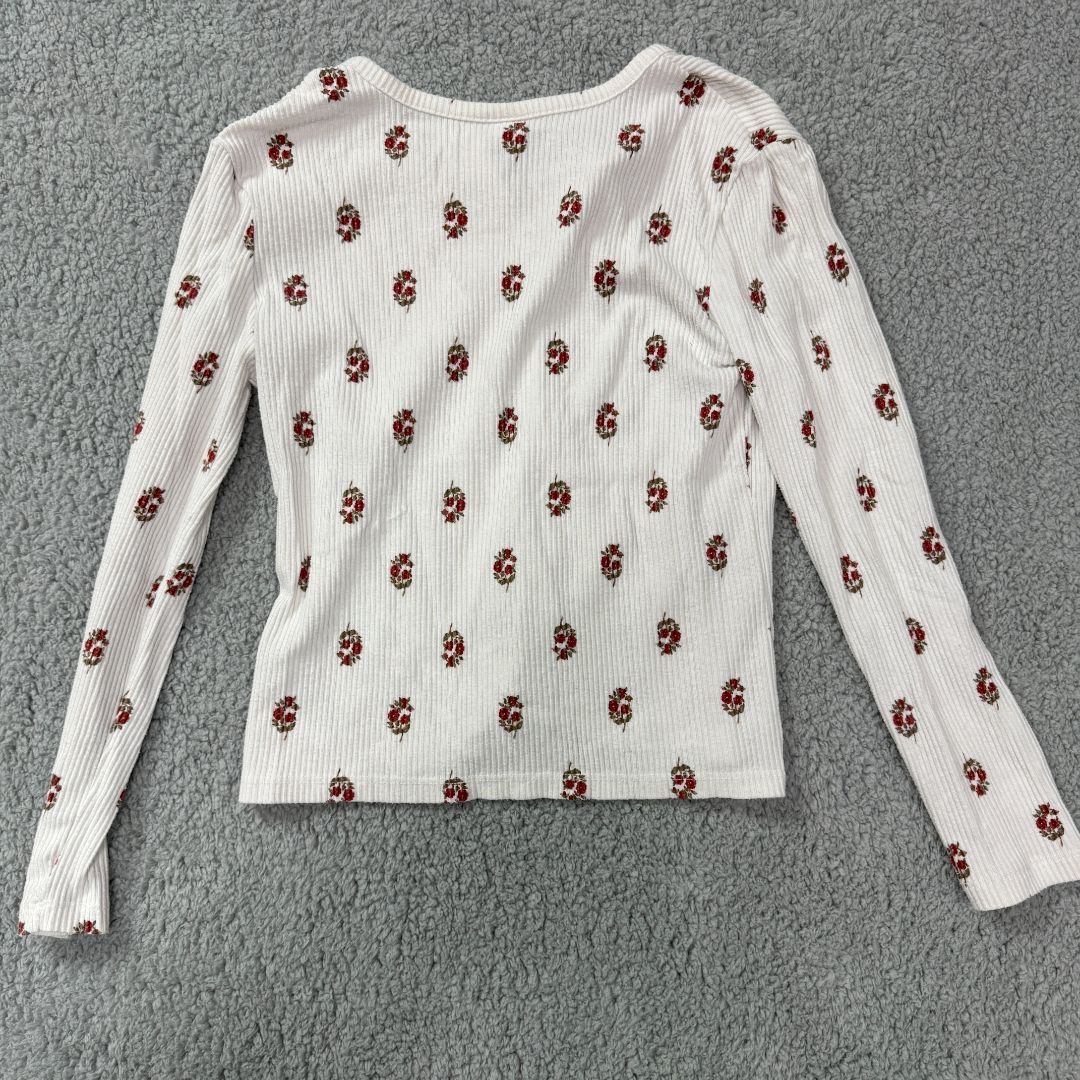 Old Navy White with Flowers Long Sleeve Shirt, 10