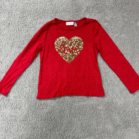 Childrens Place Red and Gold Red Long Sleev Shirt with Gold heart, 7