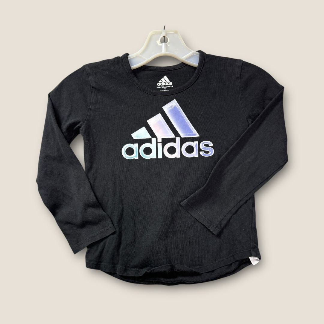 Adidas Black with Purple Graded Logo Long Sleeve Shirt, 4