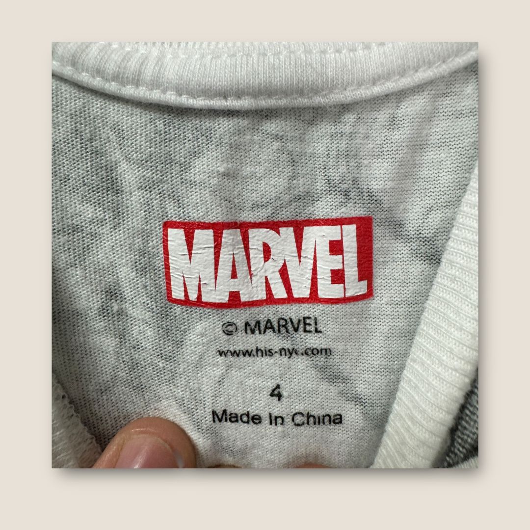 Marvel White with Comic Book Decal Marvel T-Shirt, 4