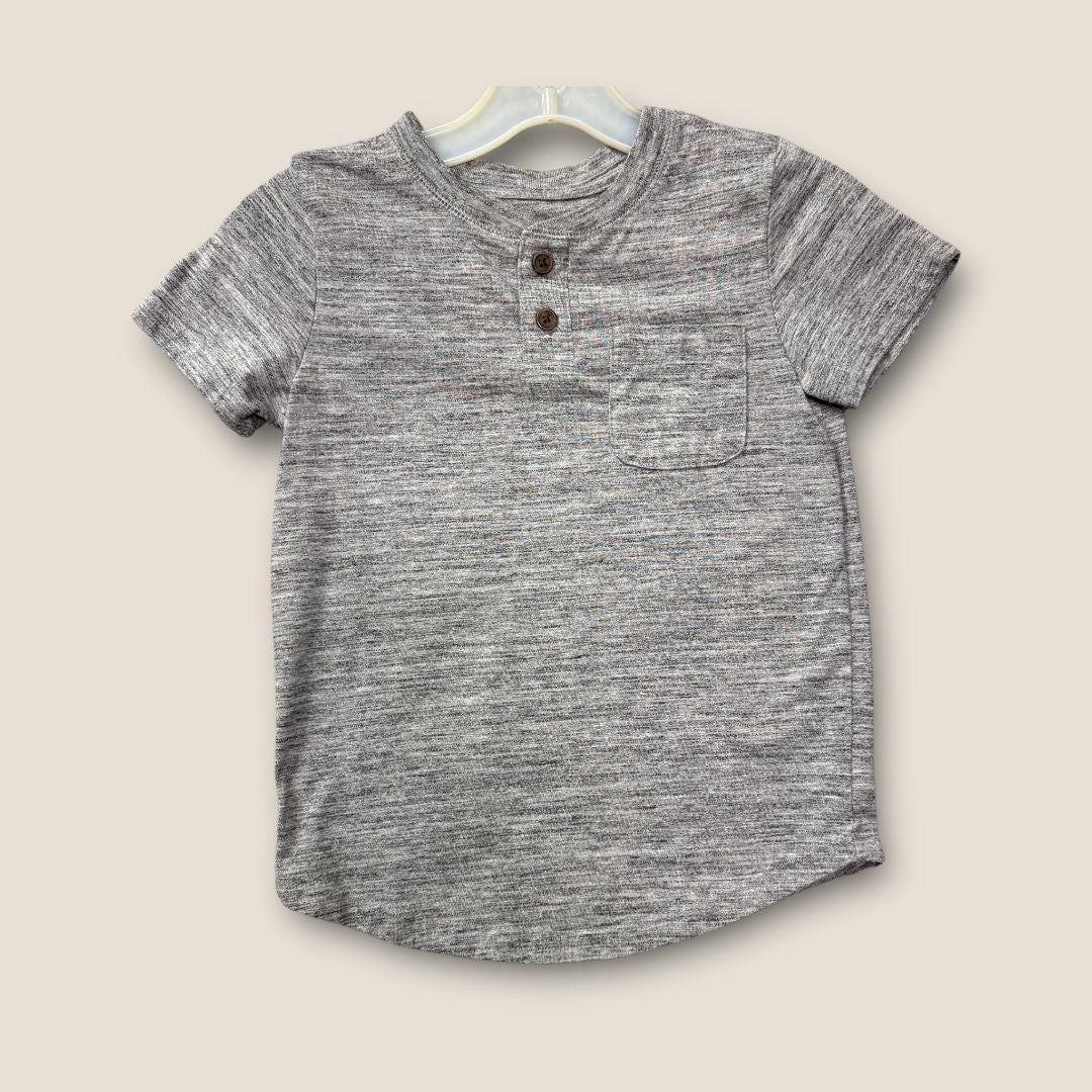 Cat & Jack Light Gray wit Dark Gray Lines Button Polo, 4