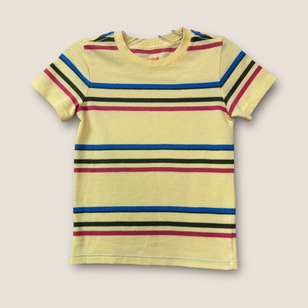 Cat and Jack Yellow with Colored Stripes Waffle T-Shirt, 4