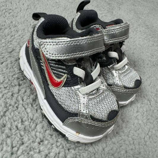 Nike Gray with Red Logo Shoes with Velcro, 3.5c