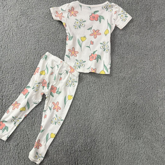 Carter White 2pc Flower Pjs, 2