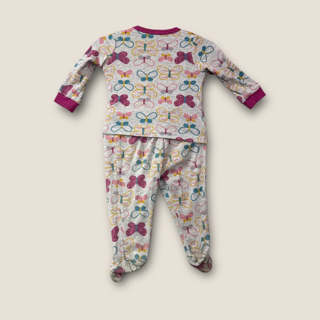 Duck Duck Gray 2pcs Pj gray with Butterflies, 6m