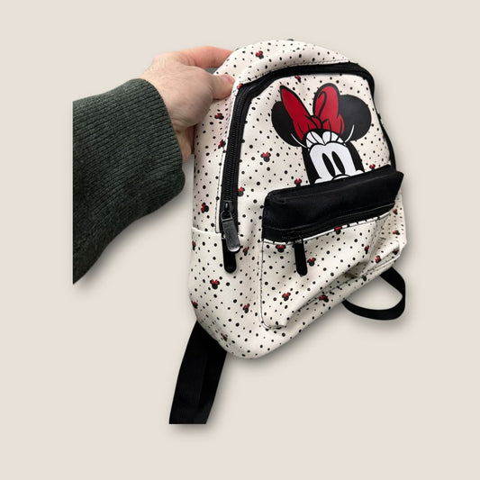 Minnie Mouse White with apattern Minnie Mouse Backpack, -