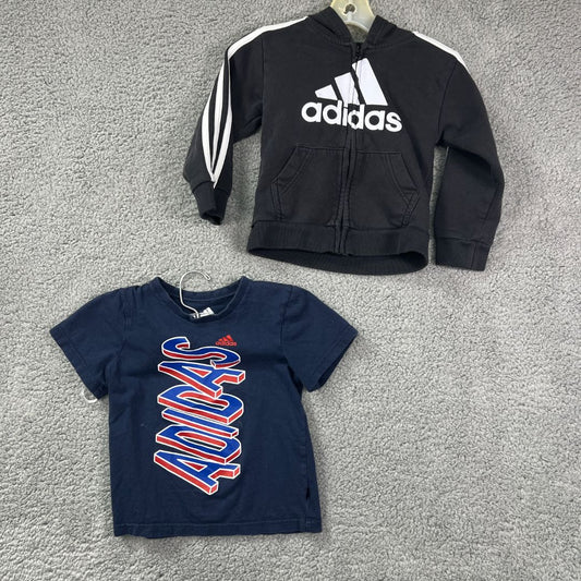 Adidas Black, White, Blue, Red Zippered Hoodie, and a Shirt, 3