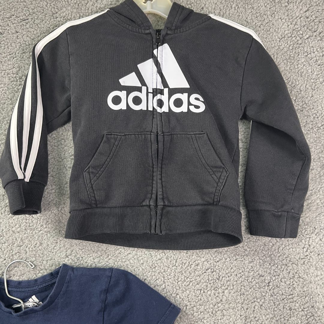 Adidas Black, White, Blue, Red Zippered Hoodie, and a Shirt, 3