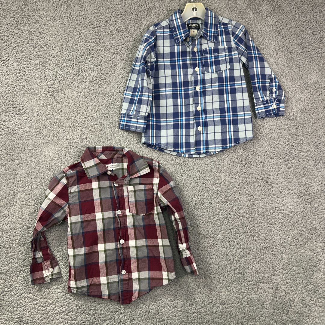 Osh Kosh, Garanimals Plaid Flannel Button Up Shirts, Pack of 2, 3