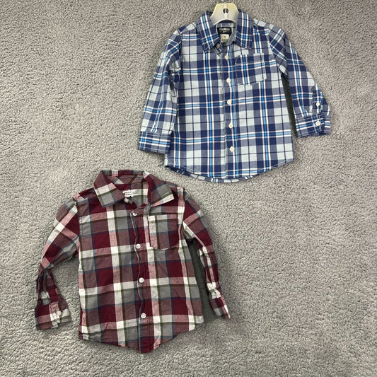 Osh Kosh, Garanimals Plaid Flannel Button Up Shirts, Pack of 2, 3