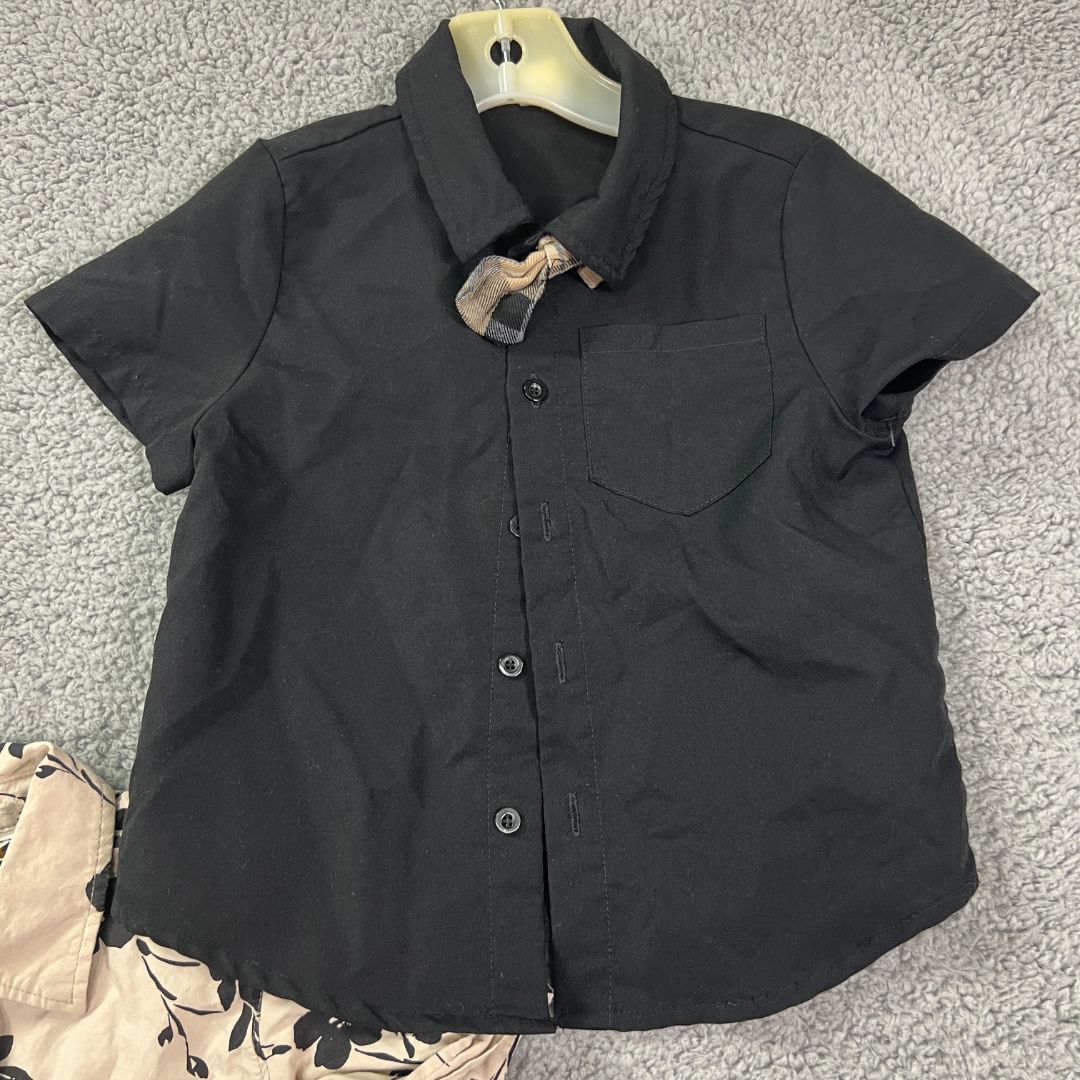 Cactus Boys, Shein Black, Tan Button-Up Short Sleeve, 3