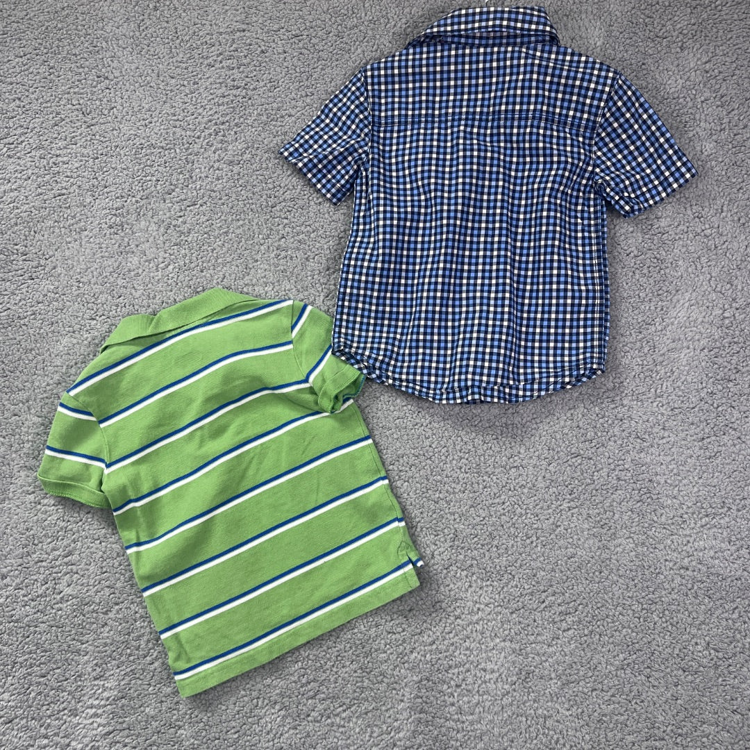 Carter's and Cherokee Blue and Green Polo Shirt and Short Sleeve Button-Up Collared Shirt, 3