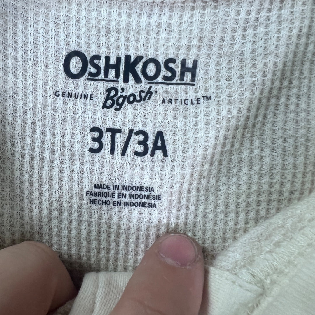 Osh Kosh B'Gosh White Waffle-Knit Button-Up Long Sleeve Shirt, 3