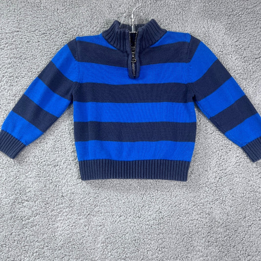 Osh Kosh B'Gosh Blue and Navy Striped  Quarter Zip Sweater, 3