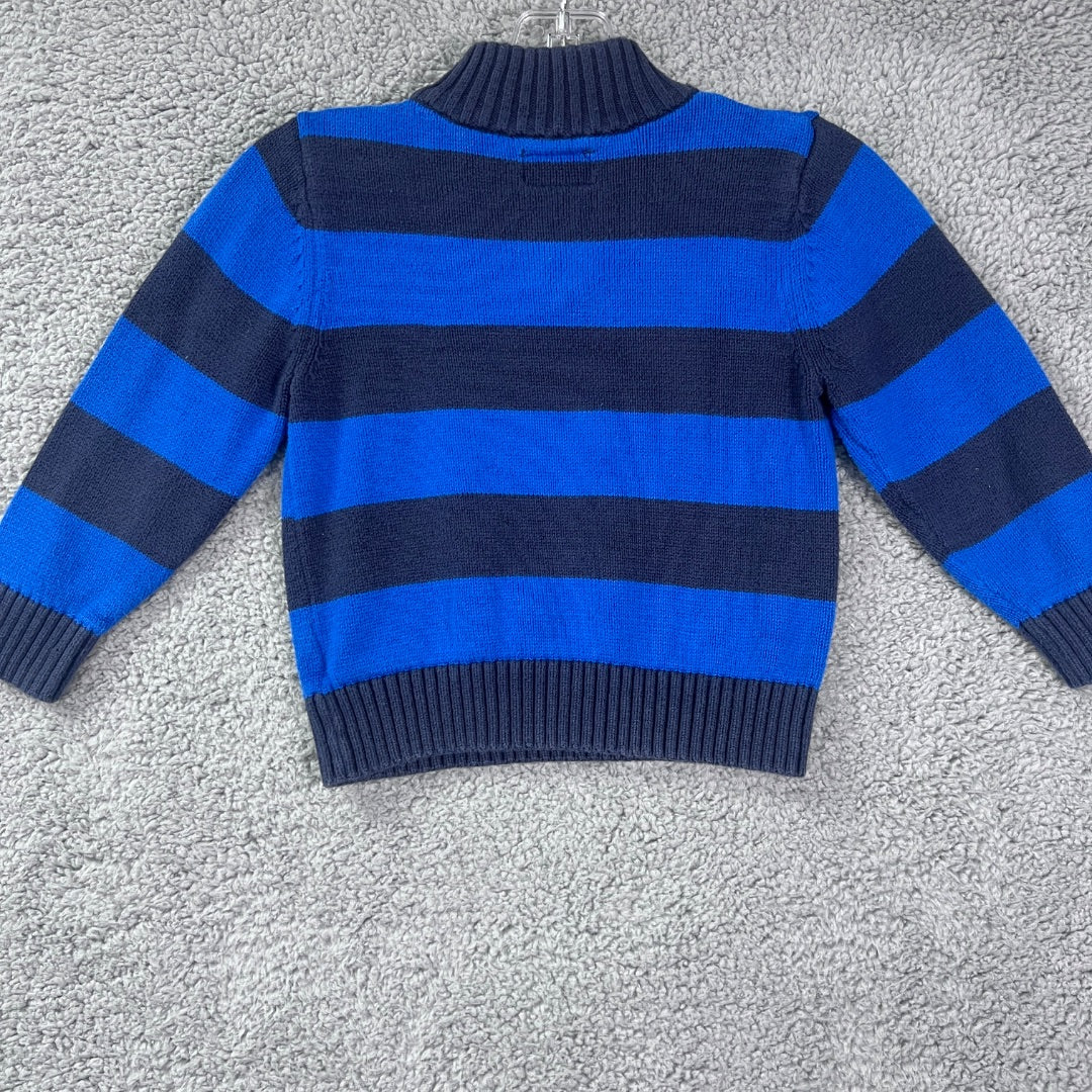 Osh Kosh B'Gosh Blue and Navy Striped  Quarter Zip Sweater, 3