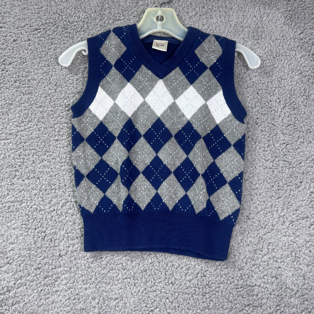 Old Navy Blue and White Pullover Vest, 3