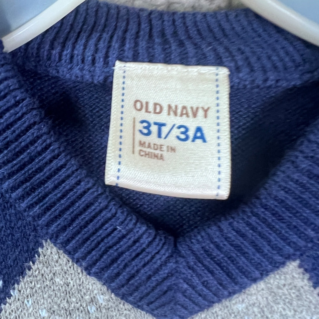 Old Navy Blue and White Pullover Vest, 3