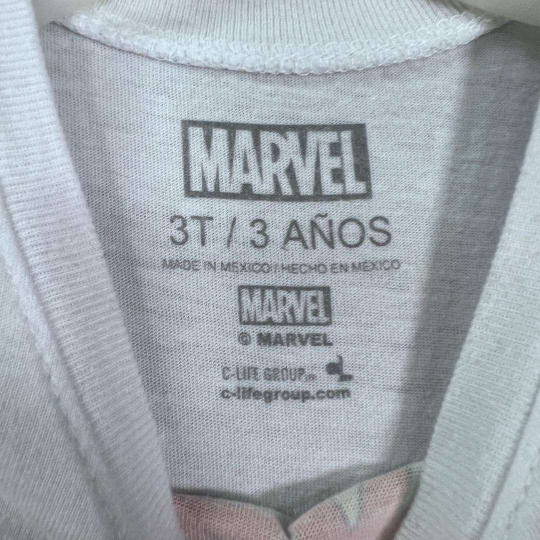 *FLAWED* Marvel White with Marvel Print Short Sleeve T-Shirt, 3