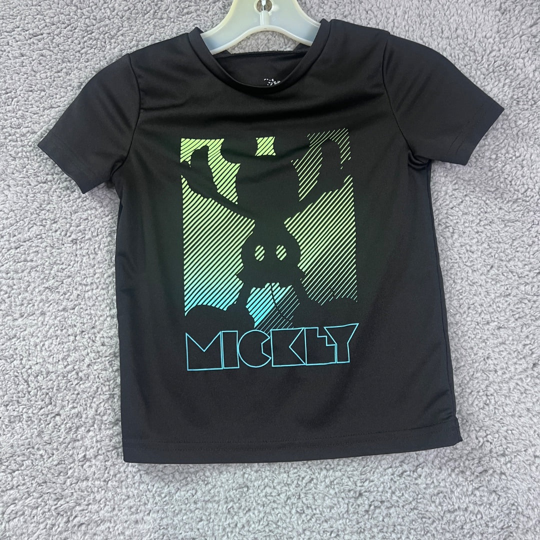 Disney / Mickey Black with Green Mickey Print Short Sleeve T-Shirt, 3