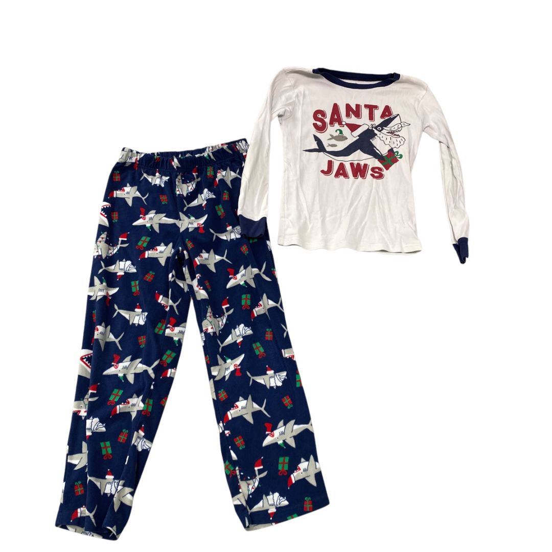 Carter Blue and White 2pc pjs Christmas shark, 8