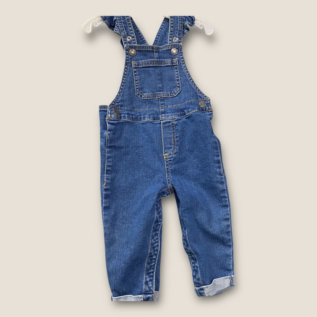 Carters Blue Blue Jean Overalls with Ruffle Straps, 12m