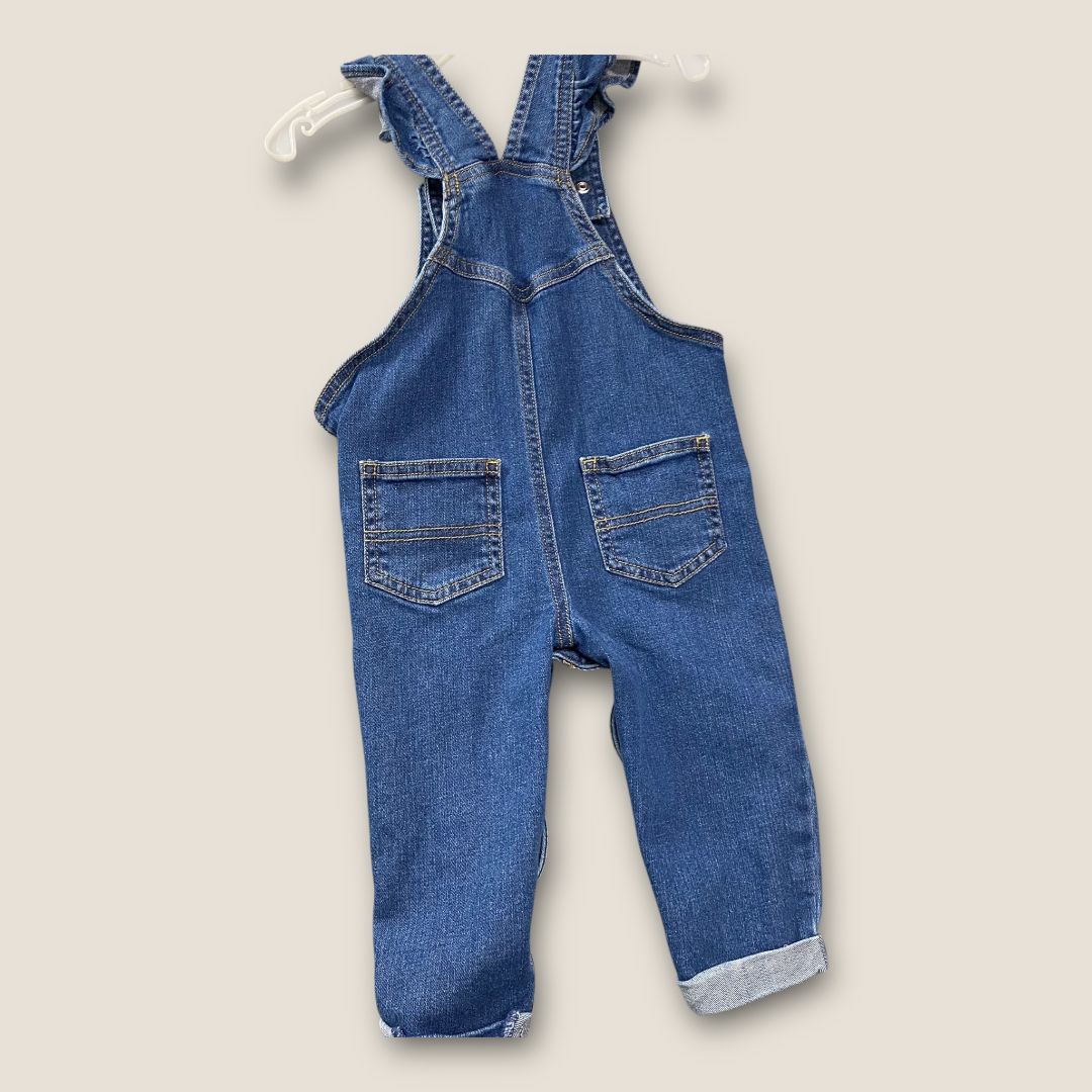 Carters Blue Blue Jean Overalls with Ruffle Straps, 12m