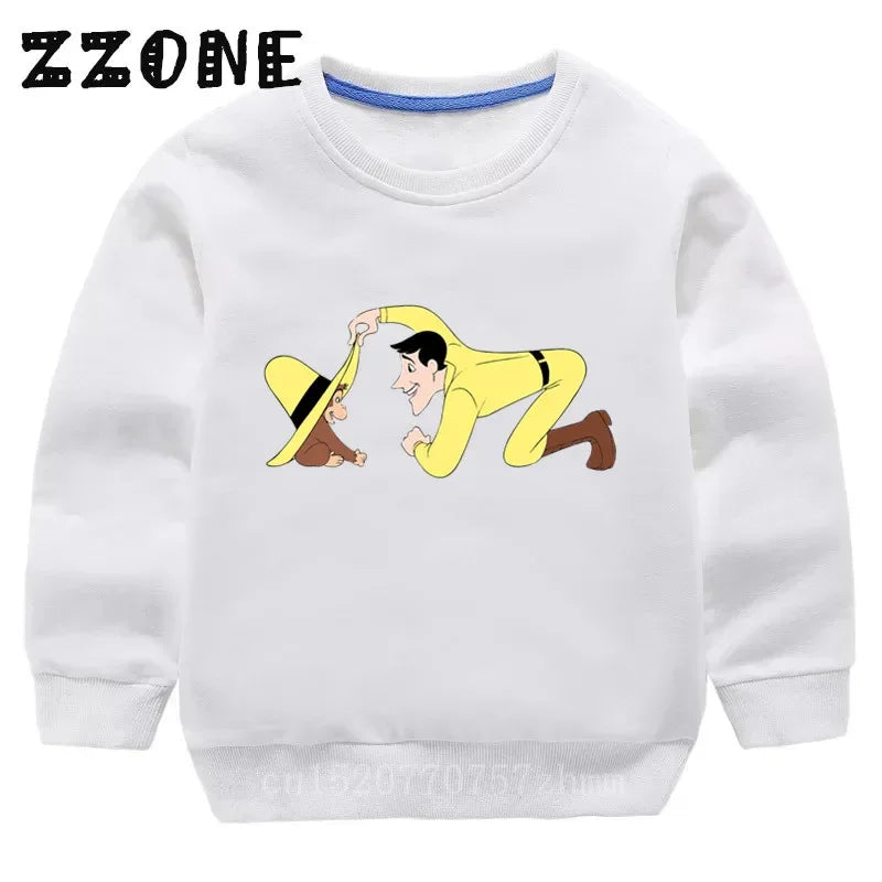 Kids Curious George Monkey Cute Cartoon Sweatshirts Children's Hoodies Baby