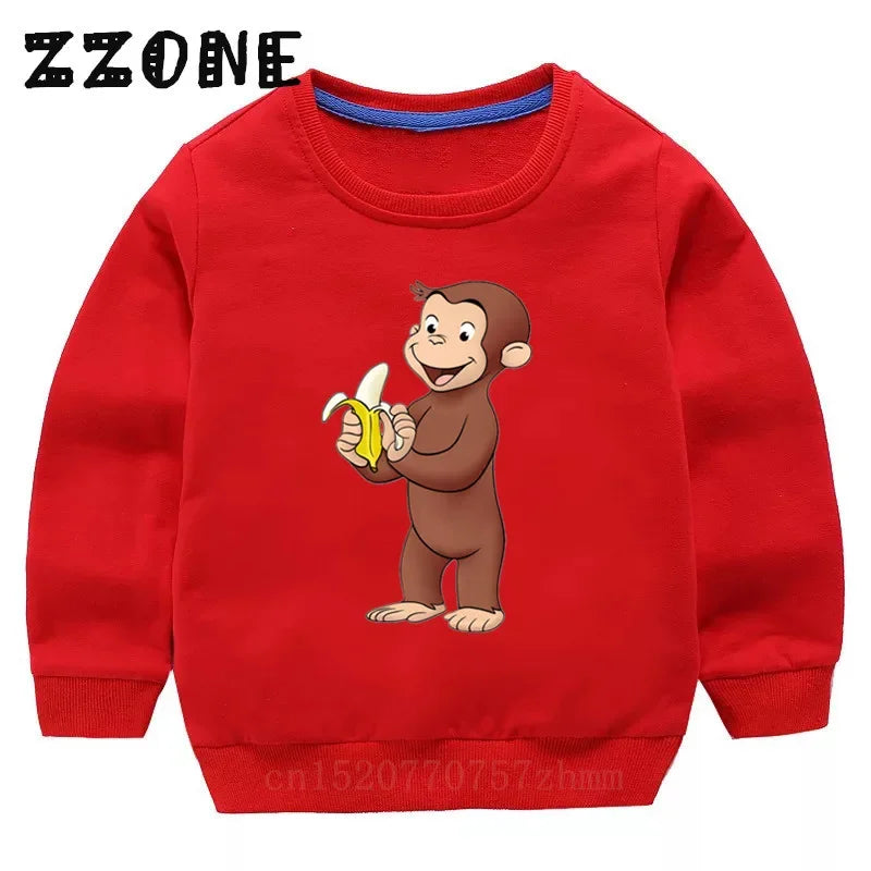 Kids Curious George Monkey Cute Cartoon Sweatshirts Children's Hoodies Baby