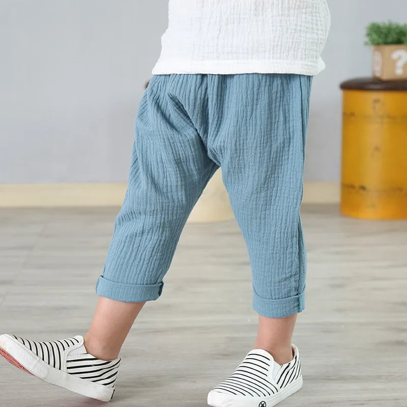 Boys Linen Pants Summer 1-6year Baby Girl Pant Solid Color Linen Children Pants