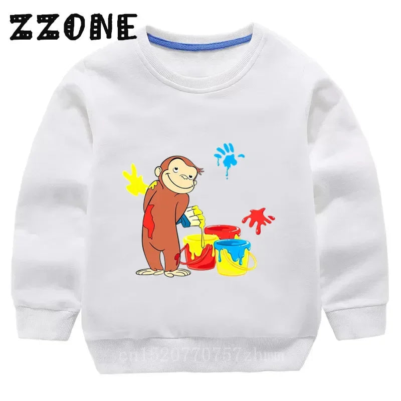 Kids Curious George Monkey Cute Cartoon Sweatshirts Children's Hoodies Baby