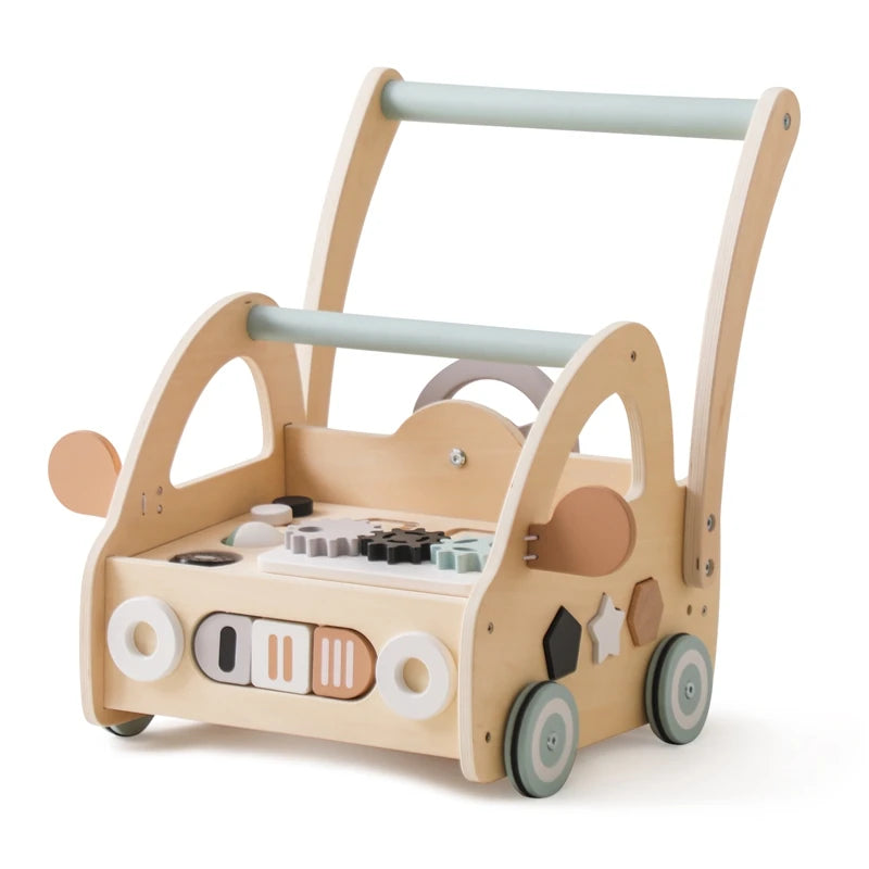 Baby Wooden Push-Pull Learning Walker  Baby Motor Skills Stimulating Toys  Shape Assembly Cart  Standing Learning Toddler Toys