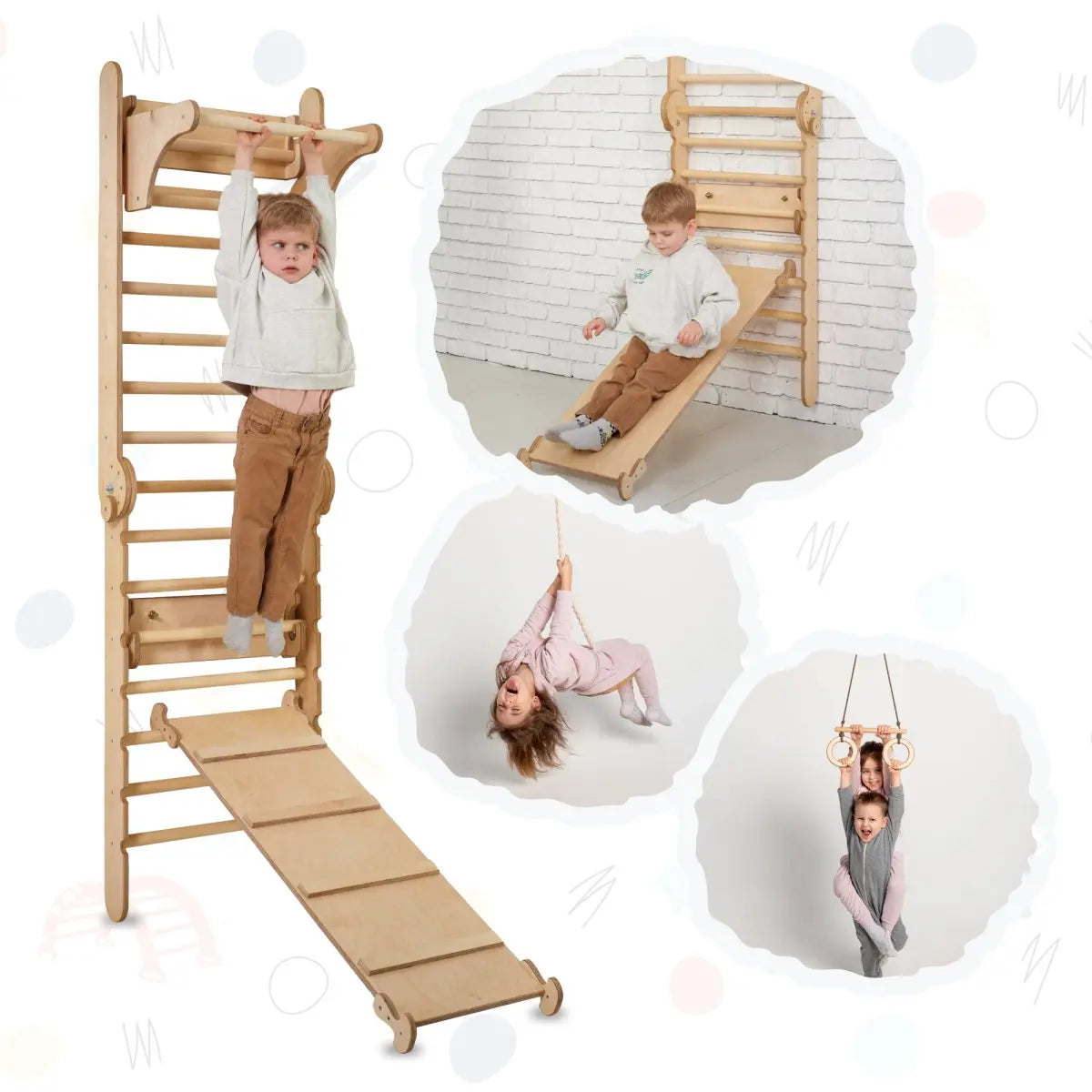 6in1 Wooden Swedish Wall / Climbing Ladder for Children