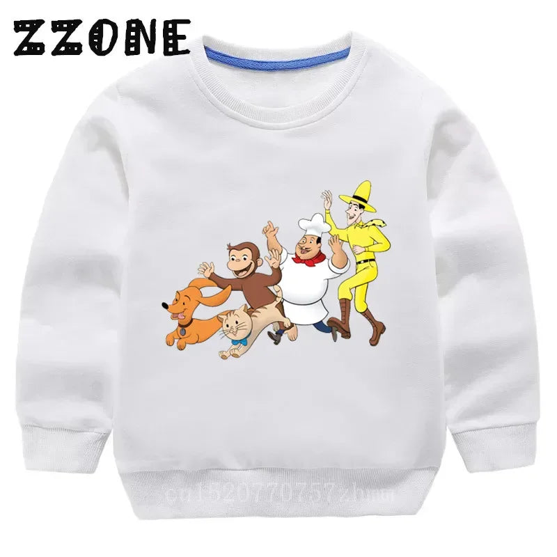 Kids Curious George Monkey Cute Cartoon Sweatshirts Children's Hoodies Baby