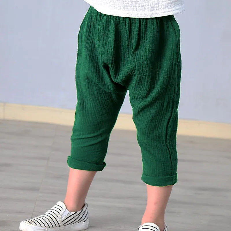 Boys Linen Pants Summer 1-6year Baby Girl Pant Solid Color Linen Children Pants