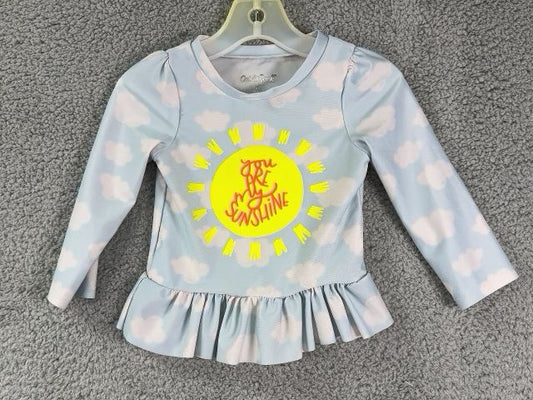 Cat and Jack Blue with Clouds and Sun Girls Swimsuit Top, 2