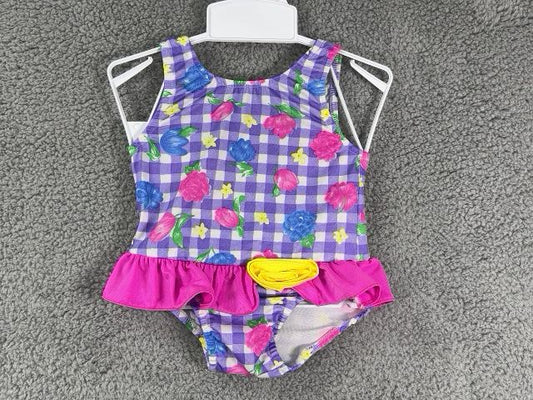 General Checkered with Flowers Girls 1 pc Swimsuit, 2