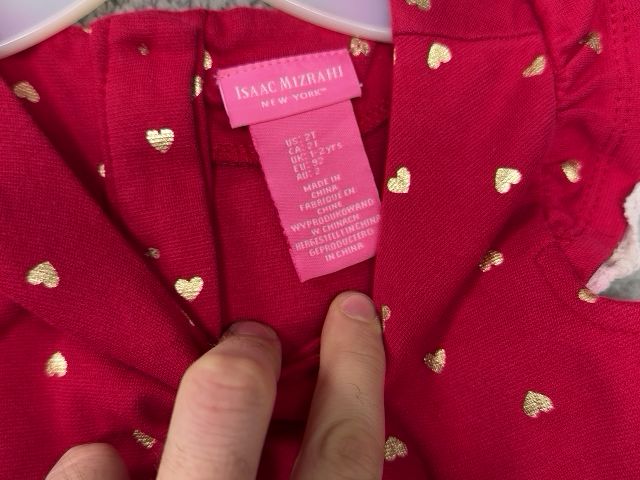 Isacc Mizrahi Red and Gold Red Dress with Gold Hearts, 2