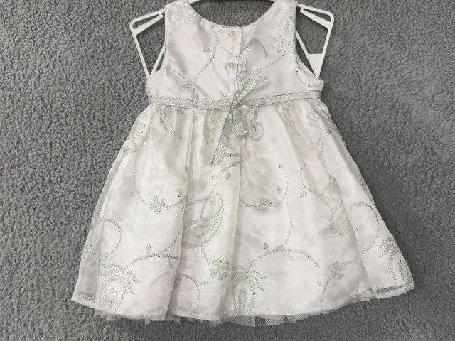 Sweet Heart Rose White and Silver Fancy Short Sleeve Dress, 2