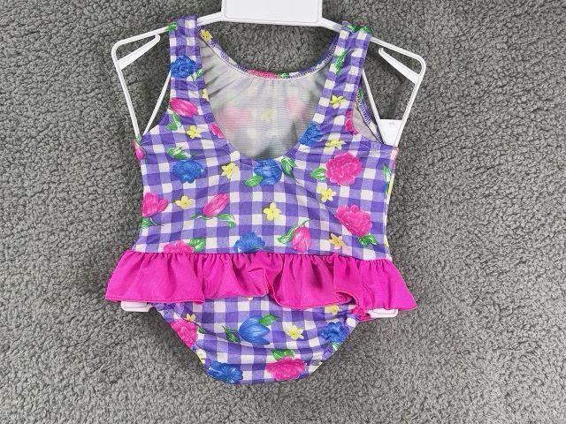 General Checkered with Flowers Girls 1 pc Swimsuit, 2