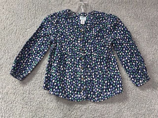 Old Navy Blue Blue Button Down Shirt, 3